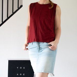 Madewell Burgundy Wine Sleeveless Top with Pleats